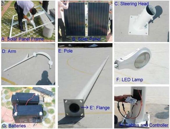 60 W 70W, 80W LED Lamp Solar LED Street Lights 4m, 6m, 8m, 10m Pole