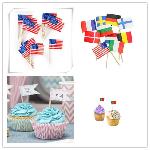 Mini Cocktail Paper Flag Cake Decoration Topper High Quality Toothpicks Flag