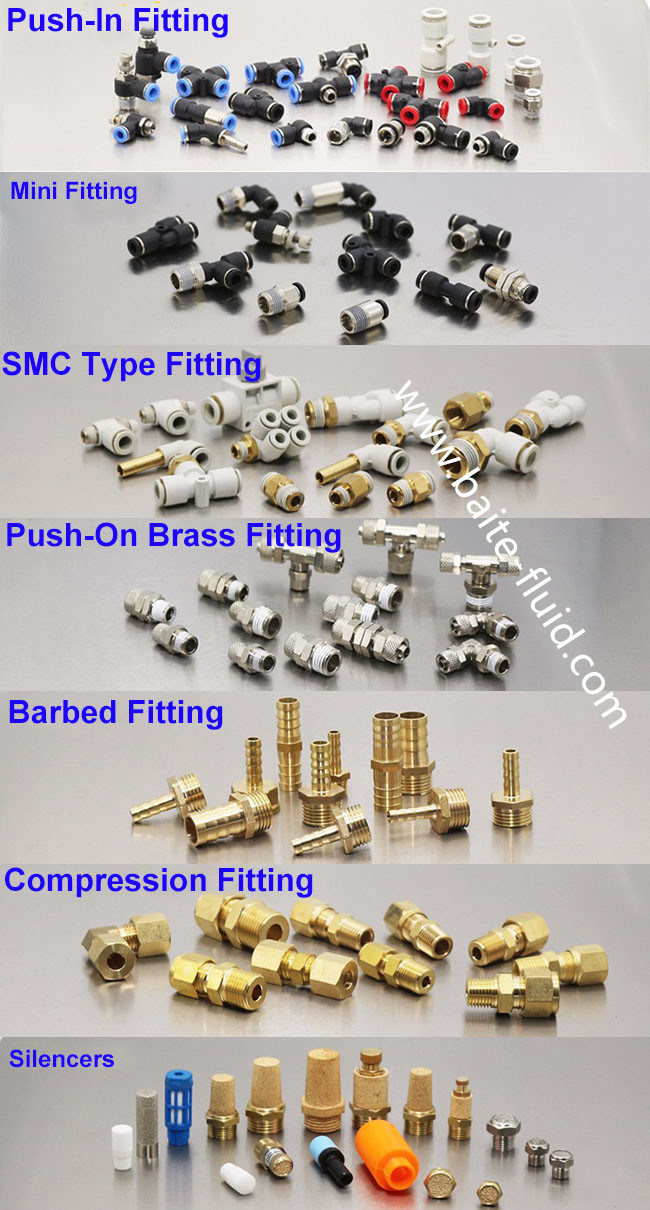 China Fast Air Tube Connector Pneumatic Metal Fittings