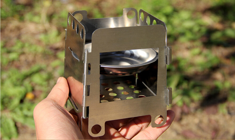 for Outdoor Cooking Camping Backpacking Portable Stainless Steel Outdoor Stove Lightweight Folding Wood Stove Pocket Alcohol Stove