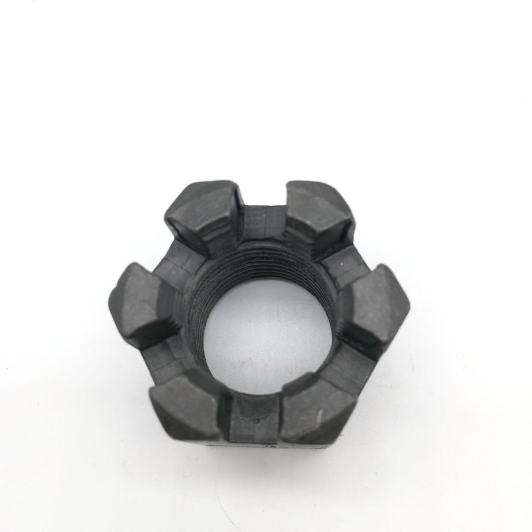 Black Finished Hex Slotted Nuts with Fine Pitch Thread