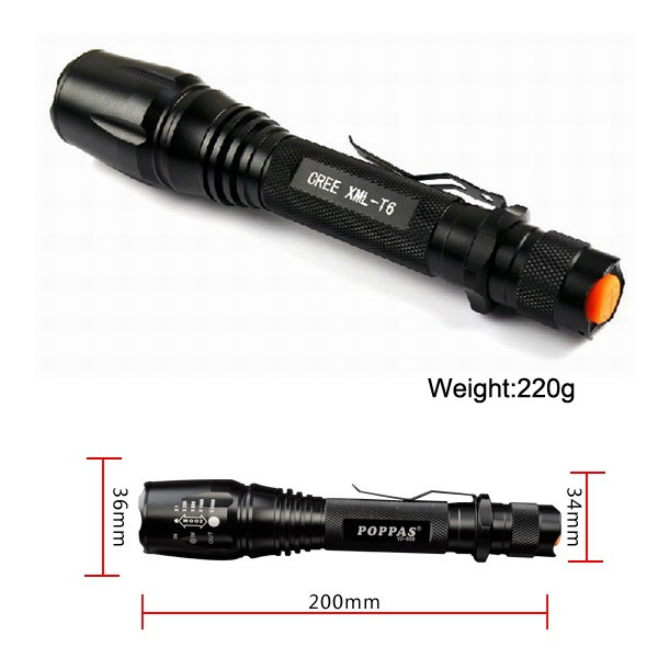 Hot Sale V2-858 18650 Battery Rechargeable Long Distance Torch Xm-L T6 Bright LED Waterproof Flashlights