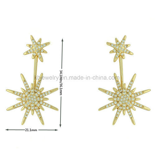 Star Fashion Party Jewelry Plating Double Sizes Hanging Earrings (KE3262)