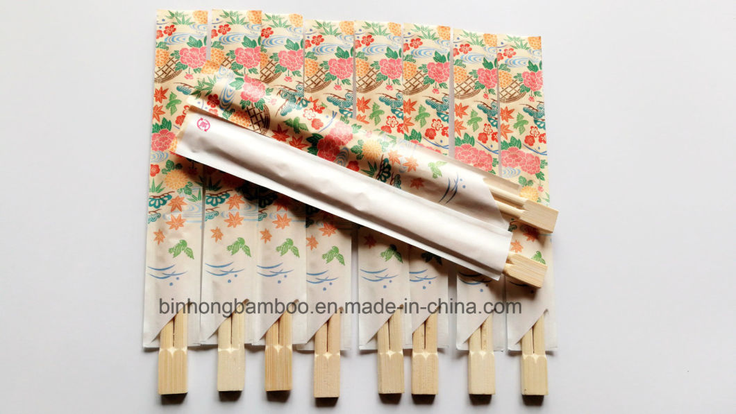 Flower Print Bamboo Chopsticks with Sleeve Paper Wrapped