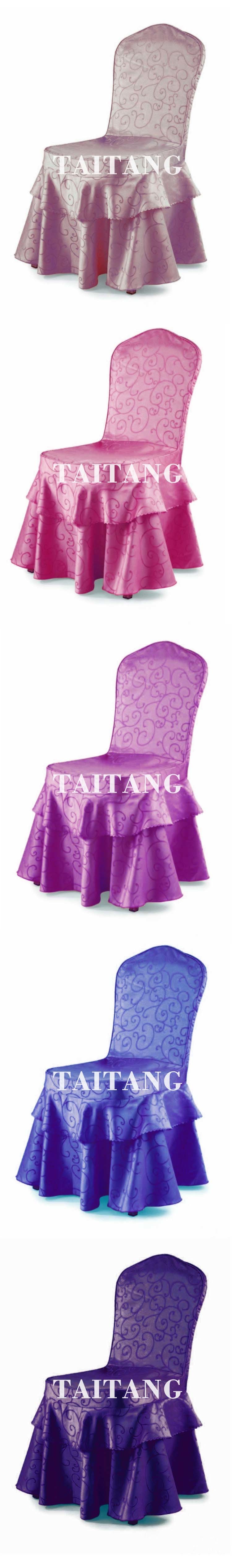 Cheap Wholesale Restaurant Elegant Ruffled Stretch Polyester Jacquard Chair Covers