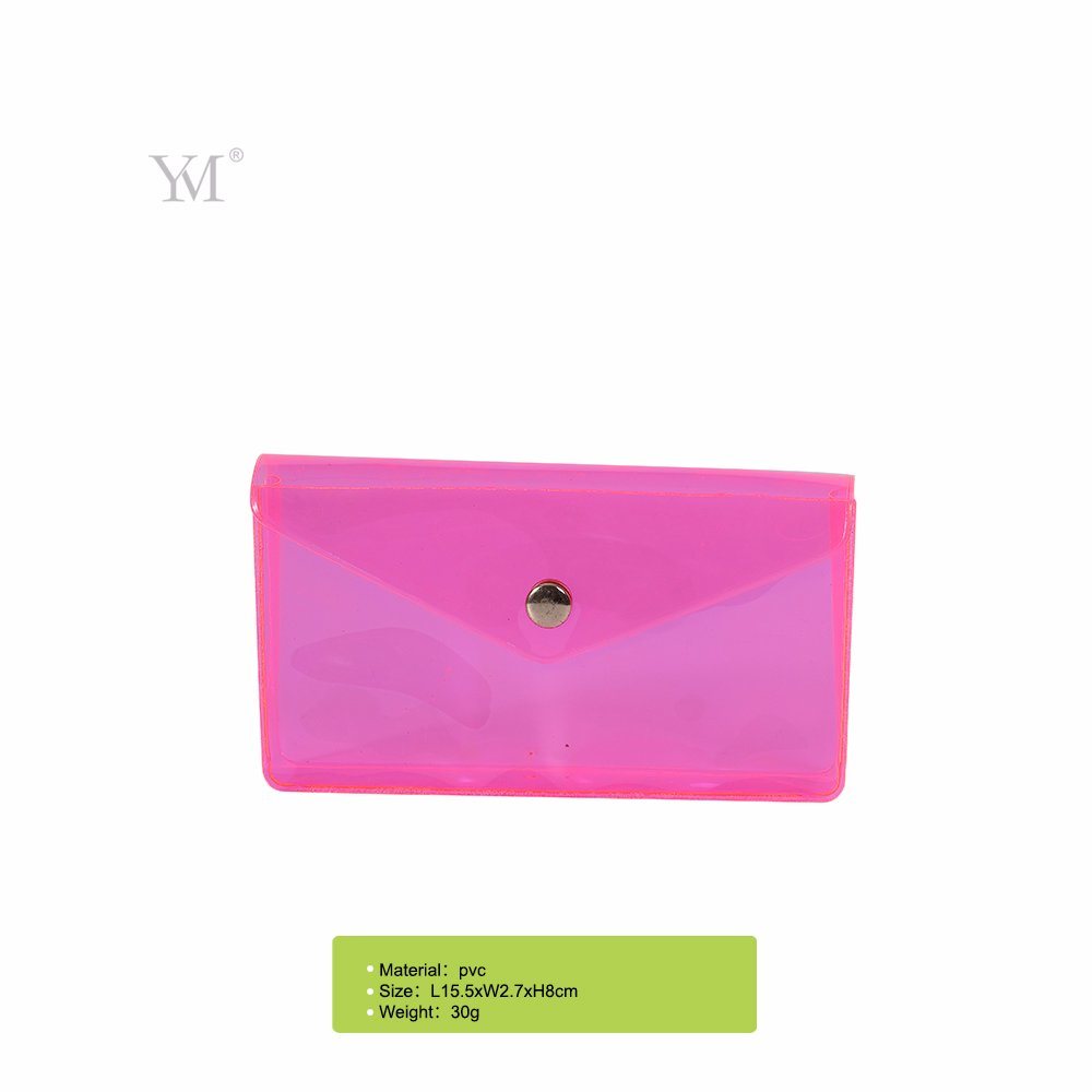 Mini PVC Clear Button Closure Designer Cosmetic Bag for Women