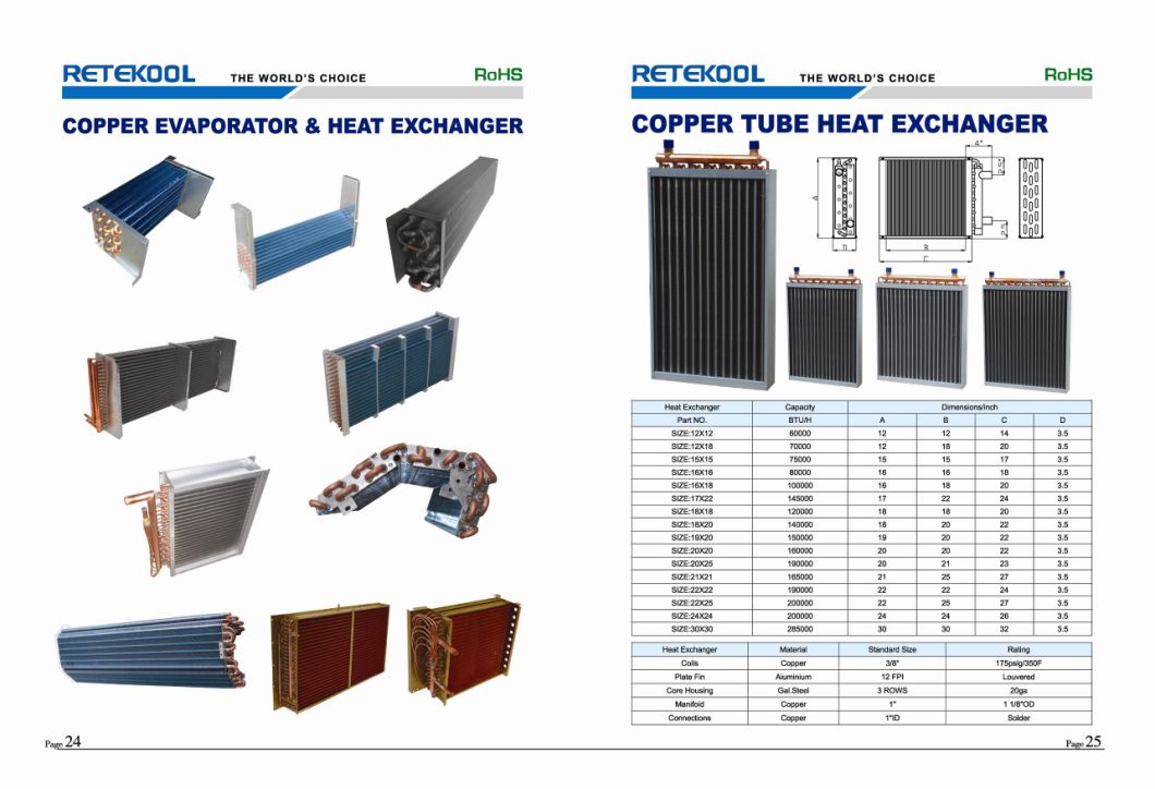 Copper Tube Aluminum Fin Refrigeration Evaporator for Refrigeration Equipment