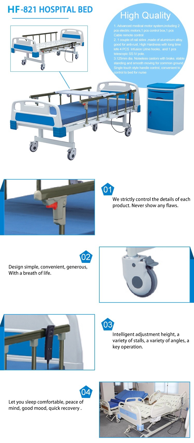 Two-Function Electric Medical Bed Hospital Patient Bed Price (HF-821)