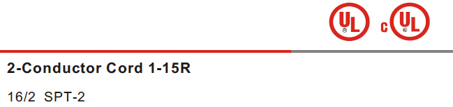 UL AC Power Cord for Use in North American 212-302