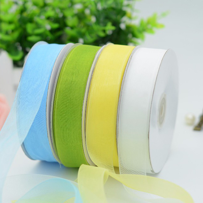 Customized 100% Polyester Sheer Organza Ribbon for Gift Packaging