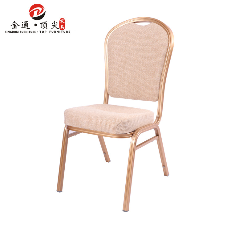 Customized Banquet Furniture Beige Aluminium Antique Stacking Hotel Chair for Dining and Restaurant