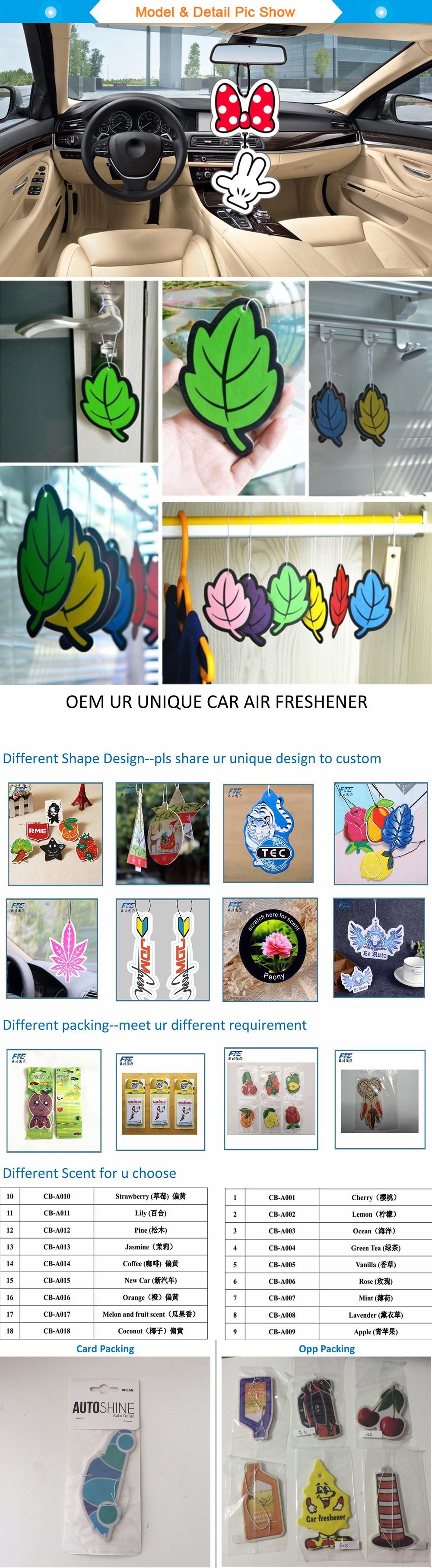 Car Perfume Hanging Paper Air Car Freshener Hanging Perfume Paper for Car Accessories