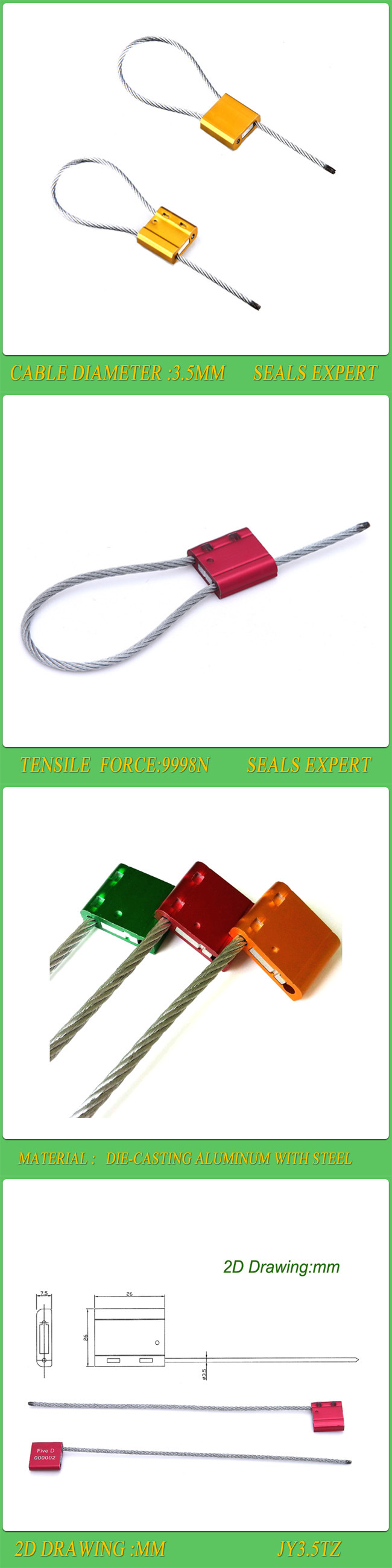 Security Seal Cable Lock Cable Seal (3.5mm)