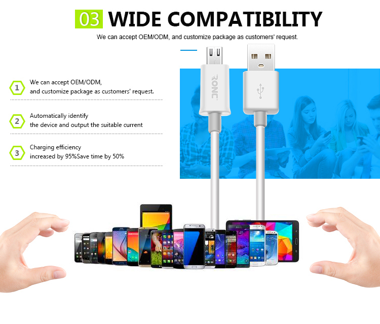 TPE material Micro USB2.0 Cable for Charging Phone