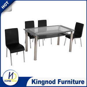 UK Best Selling Stainless Steel Glass Tempered Dining Table