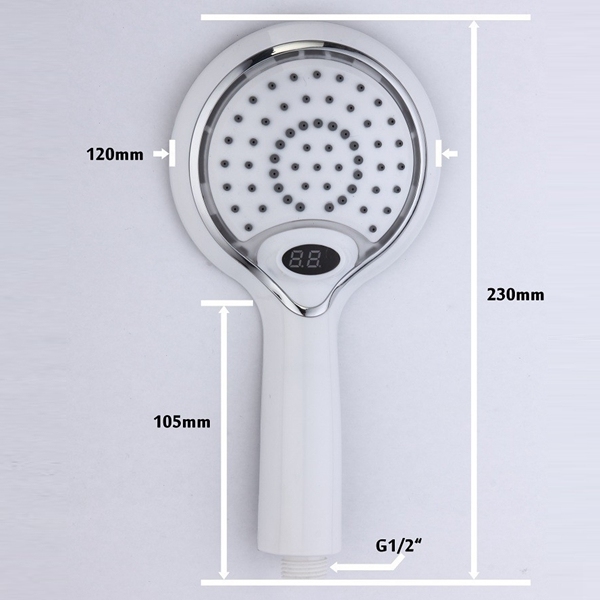 3 Colors LED Hand Held Shower Head with Temperature Digital Display Water Powered LCD Spray