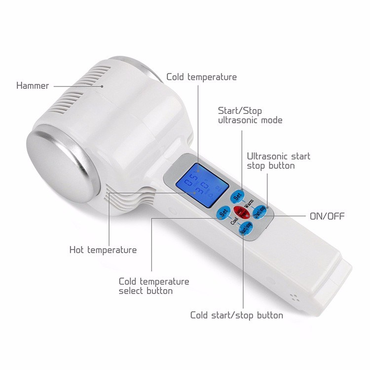 Ultrasonic Cryotherapy Hot Cold Hammer Lymphatic Face Lifting Massager Ultrasound Cryotherapy Facial Body Beauty Salon Equipment