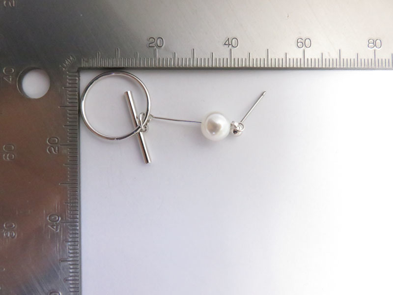 Circle Shape Imitation Jewelry Brass Earrings Silver Plated Pearl Ear Stud