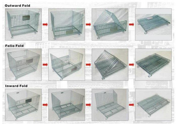 Foldable Heavy Duty Wire Mesh Cage for Warehouse Storage