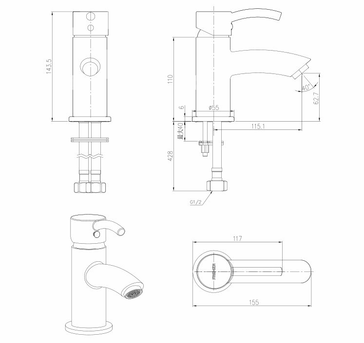 Faenza Sanitary Single Handle Contemporary Water Bathroom Faucet for Sale