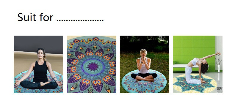 Mandala Printed Round Yoga Mat Natural Rubber Mat for Meditation