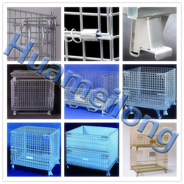 Warehouse Collapsible Customed Hot DIP Zinc Wire Mesh Storage Cage