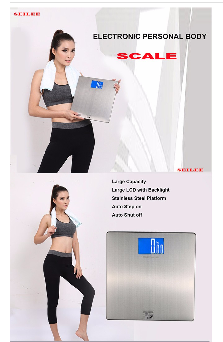 Stainless Steel Electronic Bathroom Scale with Big Platform