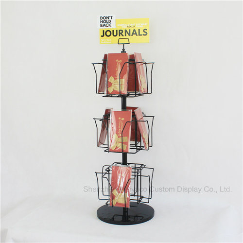 3 Layer Rotary Greeting Card Book Small Countertop Display Rack