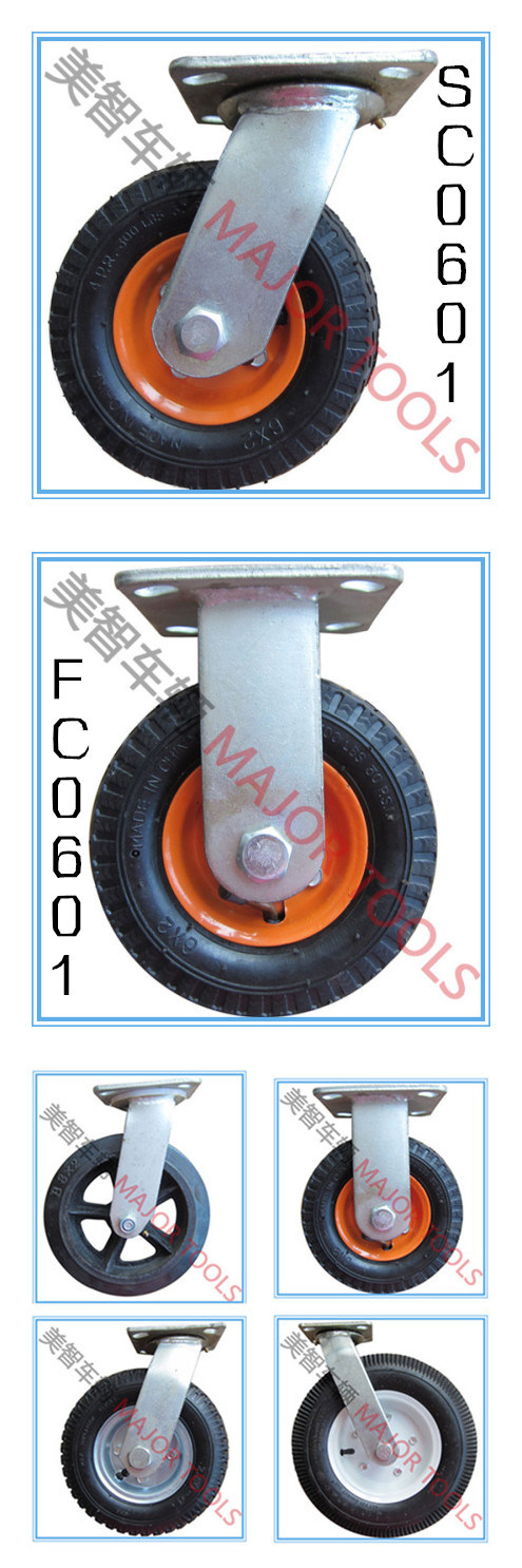 6 Inch Fixed and Swivel Plate Pneumatic Rubber Castor