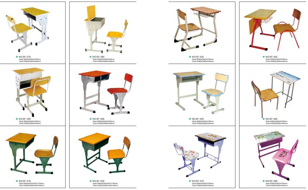 Simple Style Wooden Single School Desk and Chair Classroom Furniture (SF-08S)