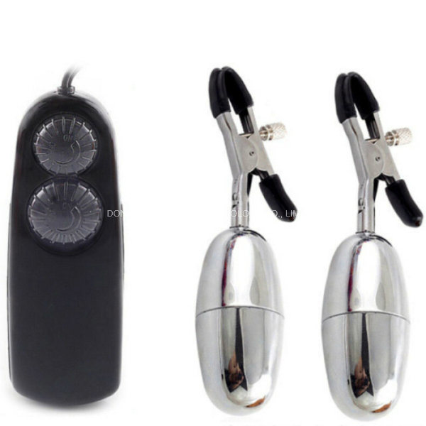 Breast Stimulation Double Vibrating Sex Egg with Nipple Clamps