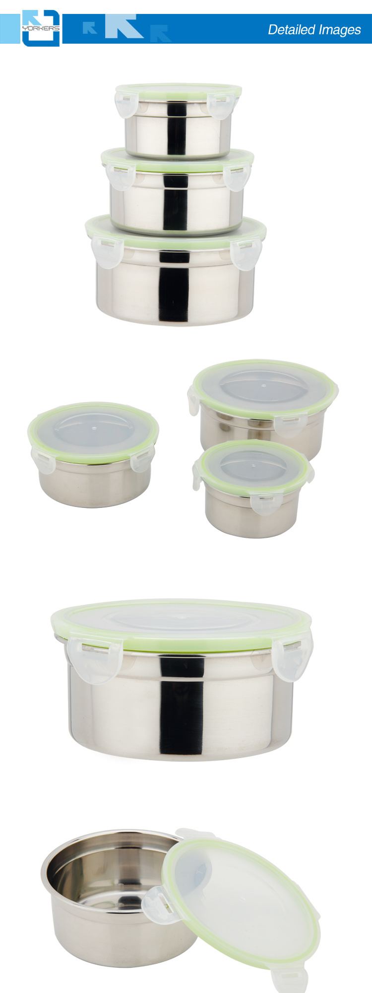 Korean Style Stainless Steel Round Shape Seal Food Container Lunch Box