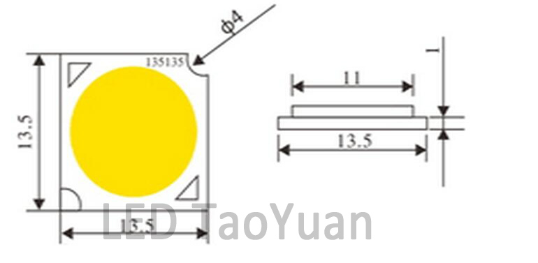 COB LED Module 13.5*13.5 Aluminium 3W for Downlight