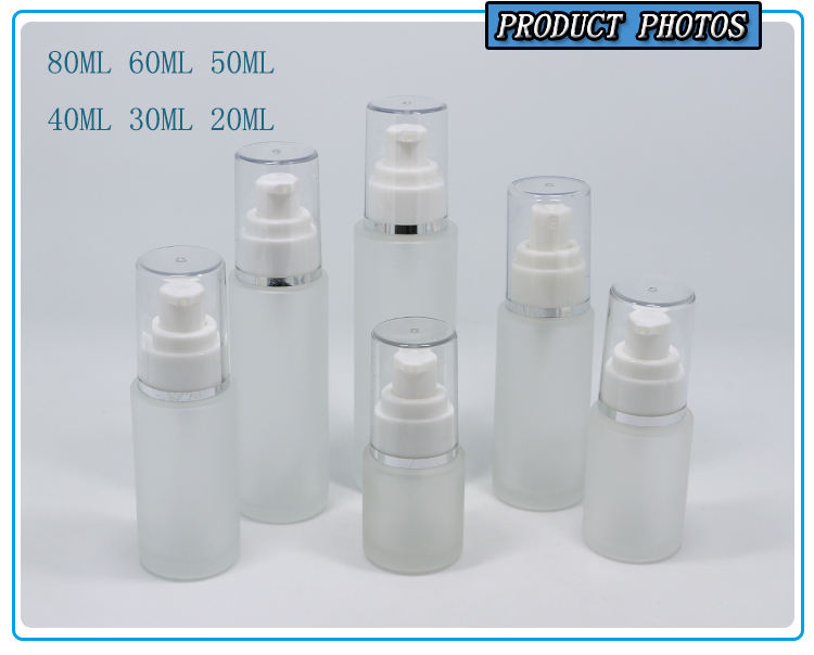20ml 30ml 40ml 50ml 60ml 80ml Cosmetic Frosted Glass Lotion Pump Bottle