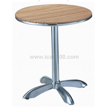 China Furniture Supplier Modern Patio Aluminum Wooden Dining Restaurant Table