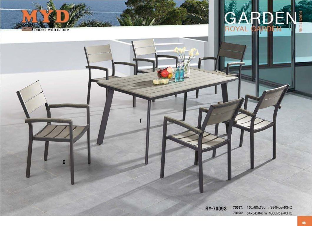 Patio Outdoor Home Hotel Office Restaurant Aluminum Polywood Dining Table and Chair