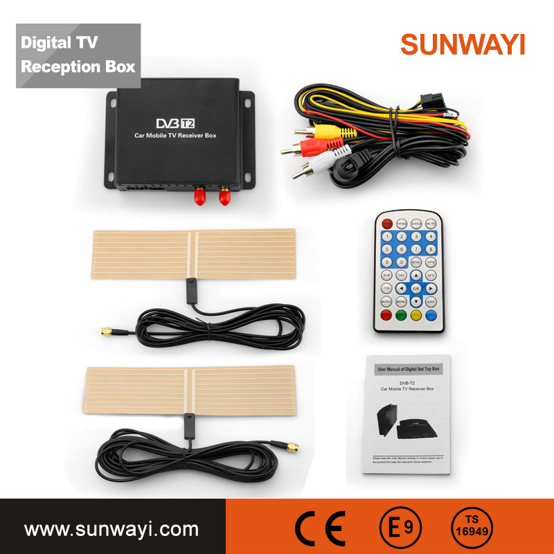 Car Digital TV Receiver Tuner DVB-T2, Car TV Set Top Box, for Russia and Other European Countries