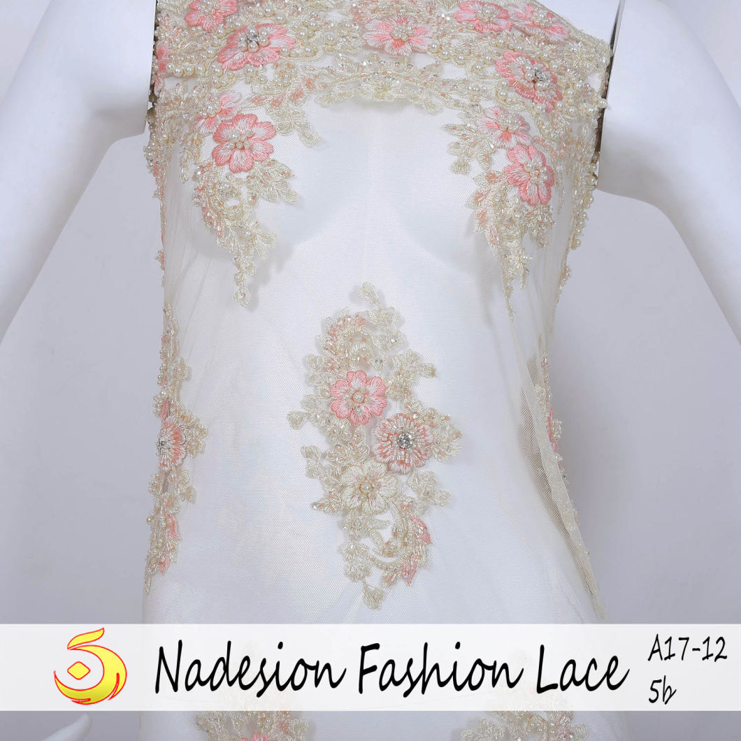 Multicolored Beads Embroidered Hot Diamond Hot Sale Soft Lace Fabric