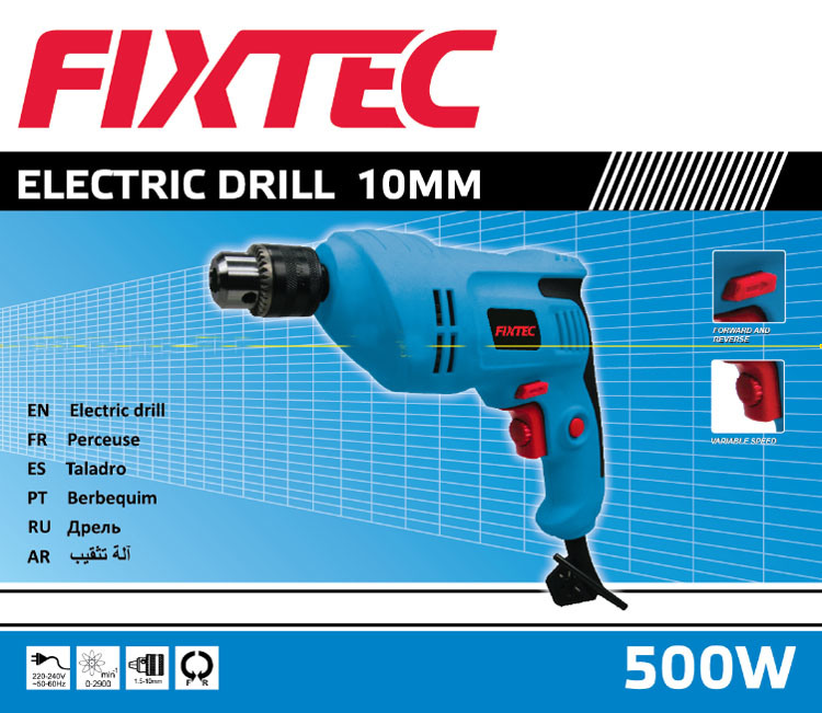 Fixtec Power Tool Hand Tool 500W 10mm Electric Drill