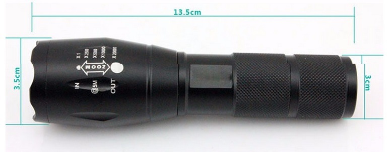 1000 Lumen Handheld Flashlight LED Xml T6 Water Resistant Camping Torch Adjustable Focus Zoom Tactical Aluminum Flashlight