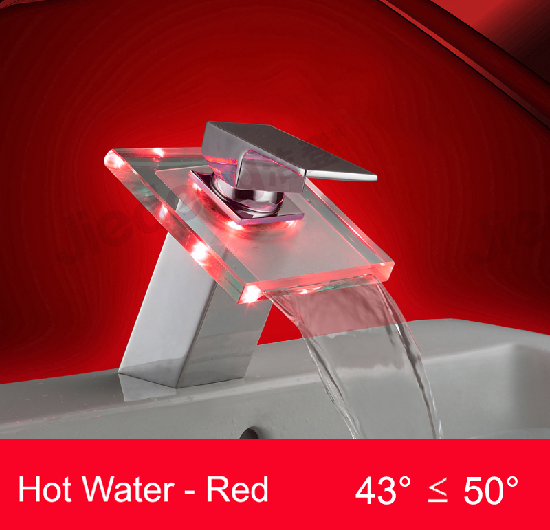 Glass Waterfall Basin LED Faucet Without Batteries (A5 - no batteries)