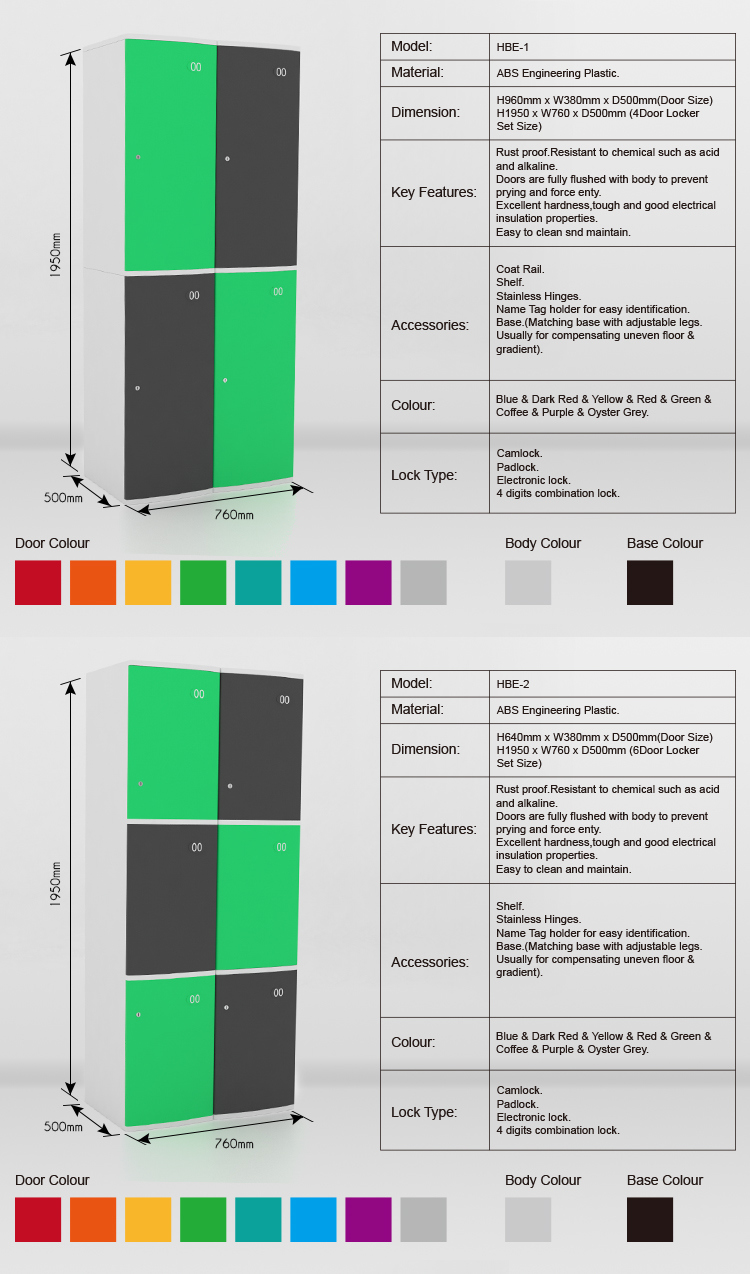 2 Layer ABS Plastic Locker for Company Staff