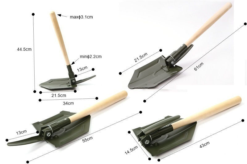 Folding Multi-Functional High Carbon Steel Shovel for Garden Camping