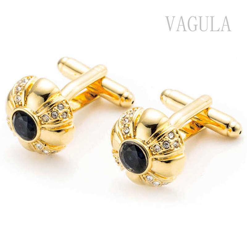 VAGULA Hot Sale Men Jewelry Gemelos Blue Opal Cufflinks 161