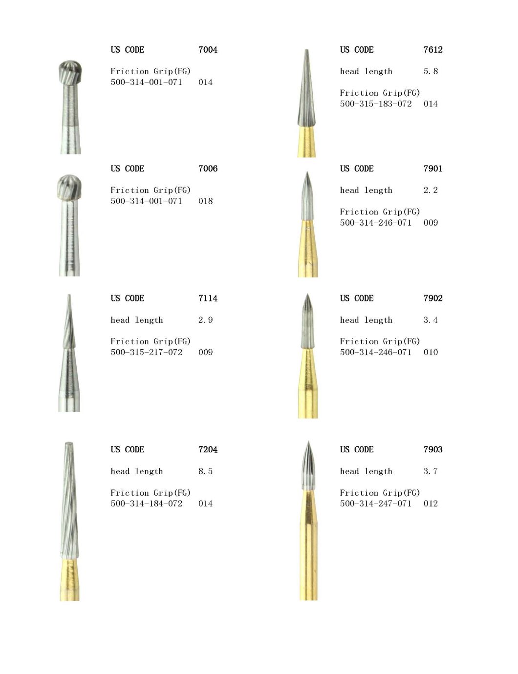 7612 Taper Shape Carbide Finishing Bur