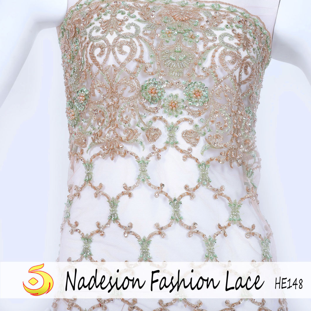 Fashion Handwork Beaded Lace Fabric