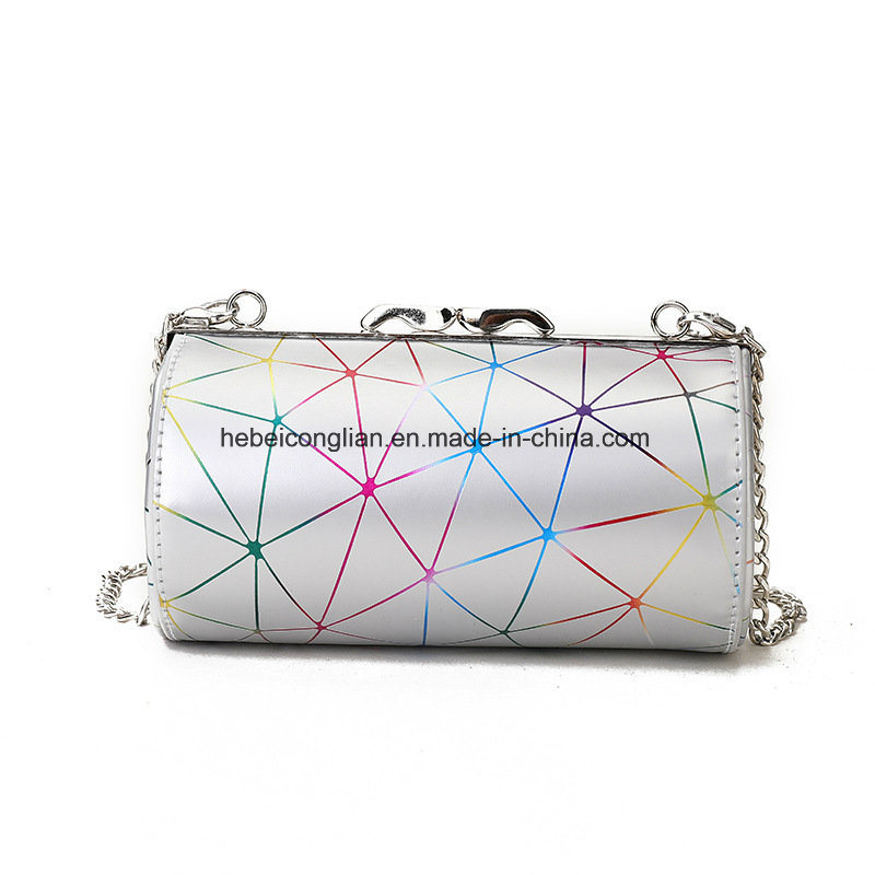 Fashion Shiny Slivery PU Cosmetic Bag Makeup Round Women Case