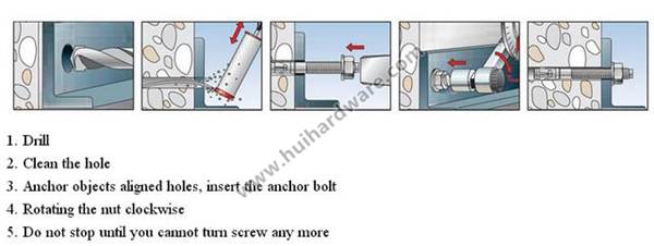 Stainless Steel Wedge Anchor with Nut and Washer