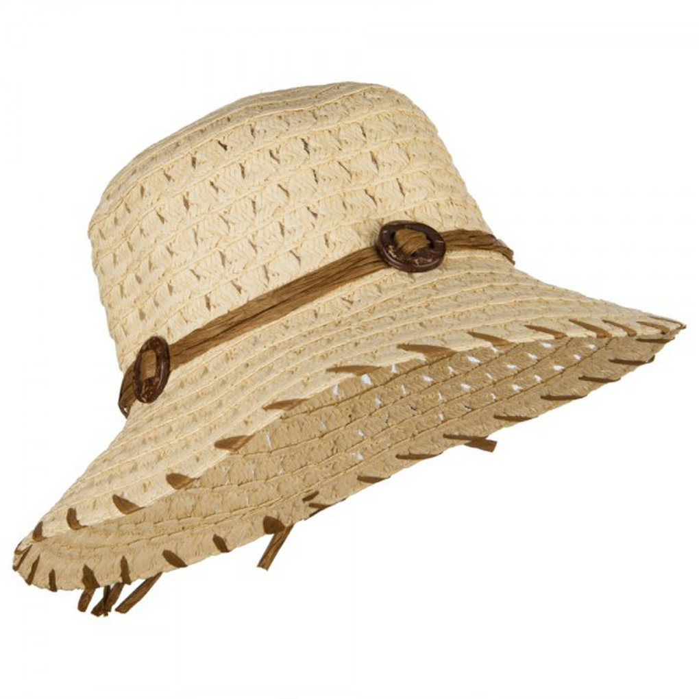 China Fashion Women's Coconut Buckle Straw Paper Bucket Sun Hat