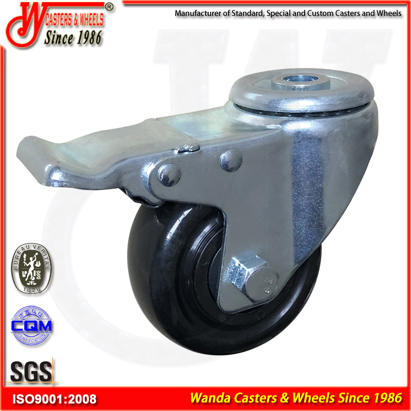 3 Inch Bolt Hole Swivel Black PP Casters with Double Brake